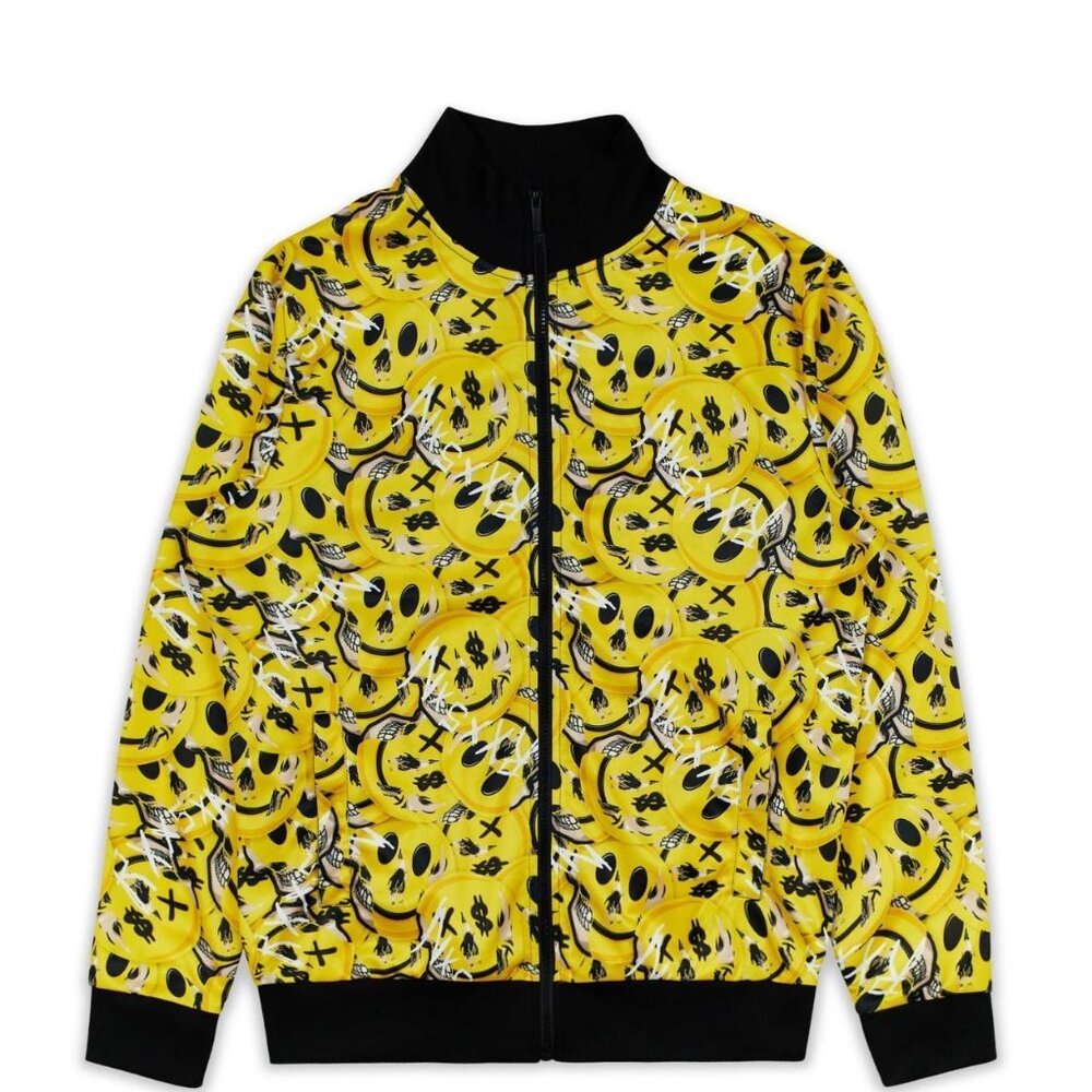 Reason Brand jacket NWT Smiley face skull fullzip track sweater Mens